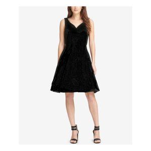 DKNY Black Cocktail Dress with Scallop Neck and Gold tone Hardware - NWT!